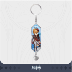 Genshin Impact Character Drawing Card Metal Keychain Tartaglia Aka Childe