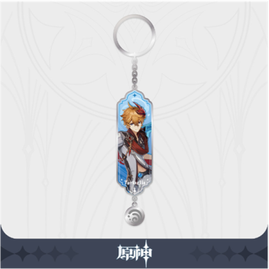 Genshin Impact Character Drawing Card Metal Keychain Tartaglia Aka Childe