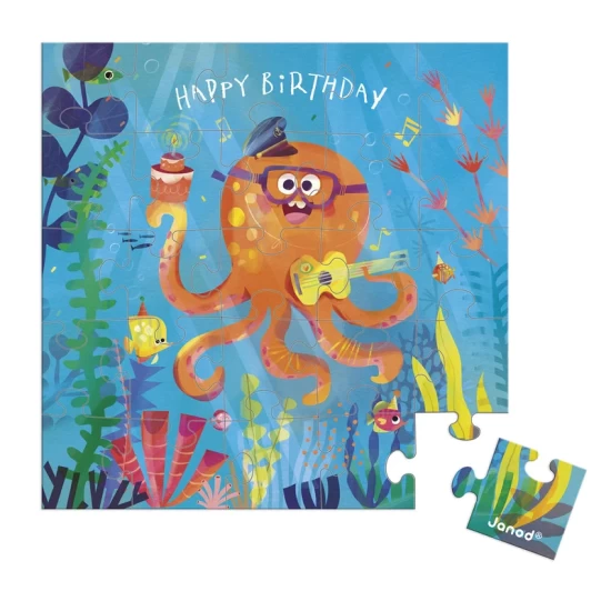 Janod Puzzelkaart – Verjaardagskaart Octopus Janod Puzzelkaart – Verjaardagskaart Octopus