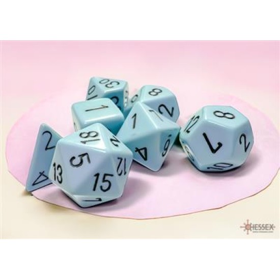 Chessex Opaque Pastel Blue/Black Polyhedral 7-Dice Set