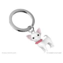 Chihuahua Keyring Matt White + Soft Pink Chihuahua Keyring Matt White + Soft Pink