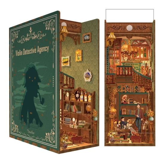 Tonecheer Diy Book Nook Violin Detective Agency Inclusief Dust-Cover Tq117 18 X 98 X 245 Cm