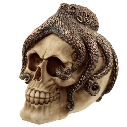 Bronskleurige Octopus Schedel Woonaccessoire Bronskleurige Octopus Schedel Woonaccessoire