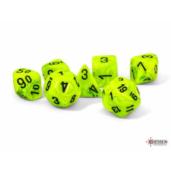 Vortex® Mega-Hedral Bright Green/Black Dobbelsteenset (7 Stuks)
