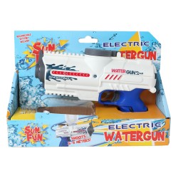 Sun Fun Waterpistool Elektrisch Met Fles Wit/Blauw 18Cm Sun Fun Waterpistool Elektrisch Met Fles Wit/Blauw 18Cm