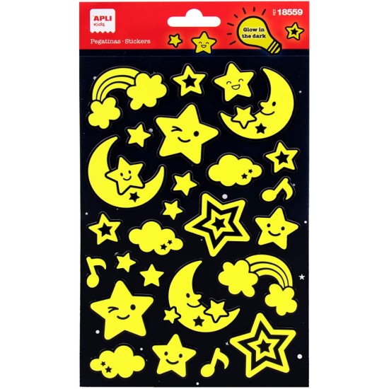 Apli - 1 Vel Stickers Glow In The Dark Ster & Maan