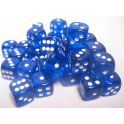 Dice Set Trans Blue/White 12Mm (36) Dice Set Trans Blue/White 12Mm (36)