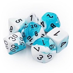 Chessex Gemini Polyhedral 7-Die Set - White-Teal W/Black Chessex Gemini Polyhedral 7-Die Set - White-Teal W/Black