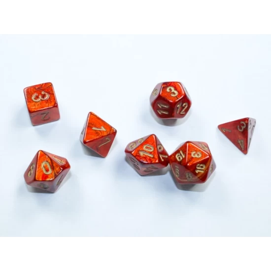 Scarab Mini-Hedral Scarlet/Gold Dobbelsteen Set (7 Stuks)