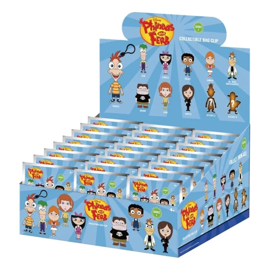 Phineas And Ferb 3D Foam Bag Clips Series 1 Display (24)