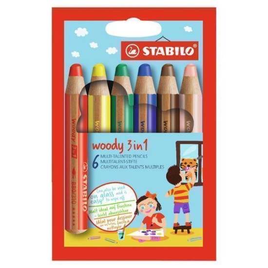 Stabilo Woody 3 In 1 - Multitalent Potlood - Set 6 Stuks Stabilo Woody 3 In 1 - Multitalent Potlood - Set 6 Stuks