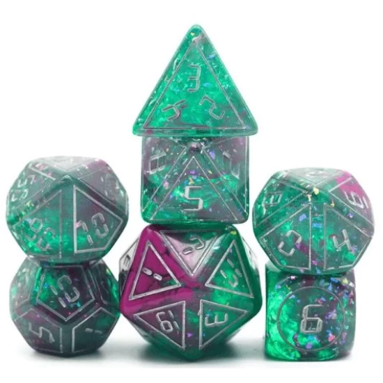 Cybernated Pink & Green Rpg Dice Set – Xlarge