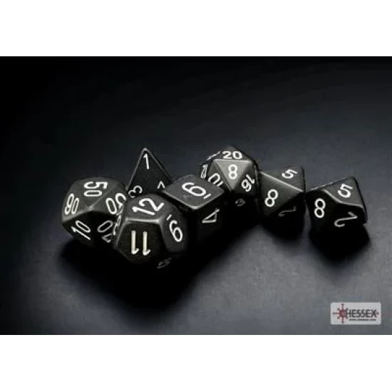 Opaque Black/White Polydice Dobbelsteen Set (7 Stuks)