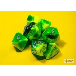 Gemini Green-Yellow/Silver Polydice Dobbelsteen Set (7 Stuks) Gemini Green-Yellow/Silver Polydice Dobbelsteen Set (7 Stuks)
