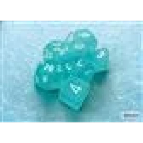 Frosted Teal/White Polydice Dobbelsteen Set (7 Stuks)