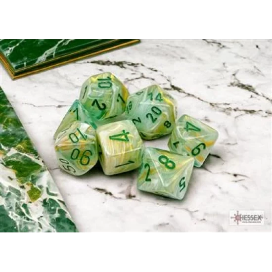 Marble Green/Dark Green Polydice Dobbelsteen Set (7 Stuks)