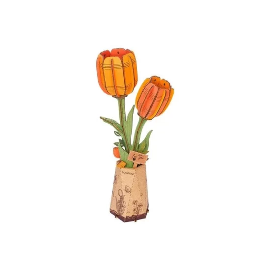 Robotime Diy Houten Bloem Orange Tulip Oranje Tulp Tw081 Robotime Diy Houten Bloem Orange Tulip Oranje Tulp Tw081