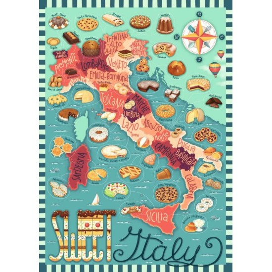 Legpuzzel Map Of Italy - Sweet 1000St.