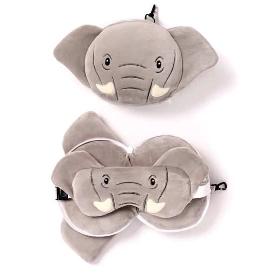 Relaxeazzz Olifant Rond Reiskussen & Slaapmasker