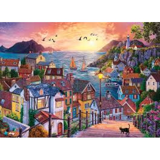 Cobble Hill Puzzle 1000 Pieces - Coastal Town At Sunset