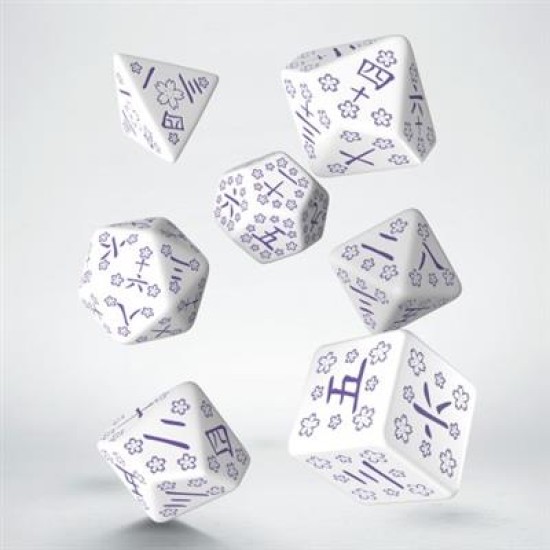 Japanese Dice Set – Blue Star Lotus (7 Stuks)