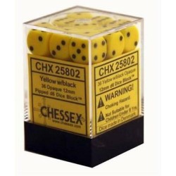 Dice Set Opa Yellowith Black 12Mm (36) Dice Set Opa Yellowith Black 12Mm (36)