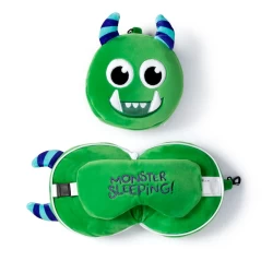 Relaxeazzz Pluche Monstarz Monster Rond Reiskussen & Slaapmasker - Groen Relaxeazzz Pluche Monstarz Monster Rond Reiskussen & Slaapmasker - Groen