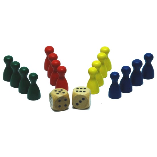 Pionnen Set Ludo 4X4 Kl.ass.24Mm.in Zak Pionnen Set Ludo 4X4 Kl.ass.24Mm.in Zak