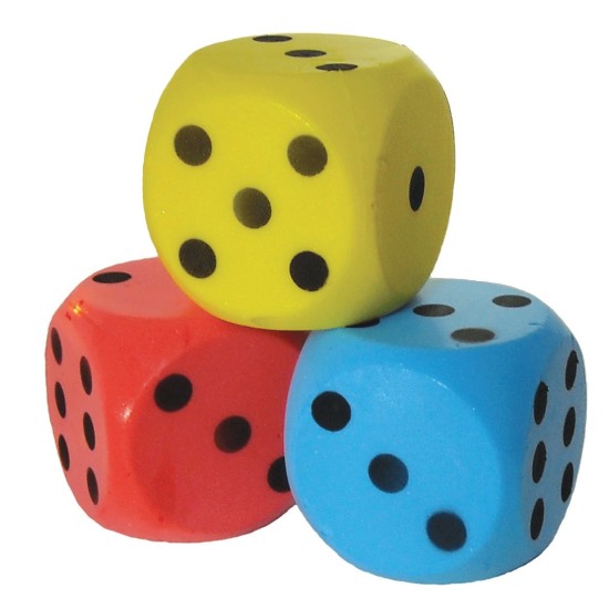 Dobbelsteen Schuimrubber Blauw 15Cm.