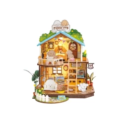 Robotime Diy Huisje Puppys Cozy Villa Met Led Verlichting Dg169 22183235Cm Robotime Diy Huisje Puppys Cozy Villa Met Led Verlichting Dg169 22183235Cm