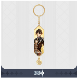 Genshin Impact Character Drawing Card Metal Keychain Zhongli